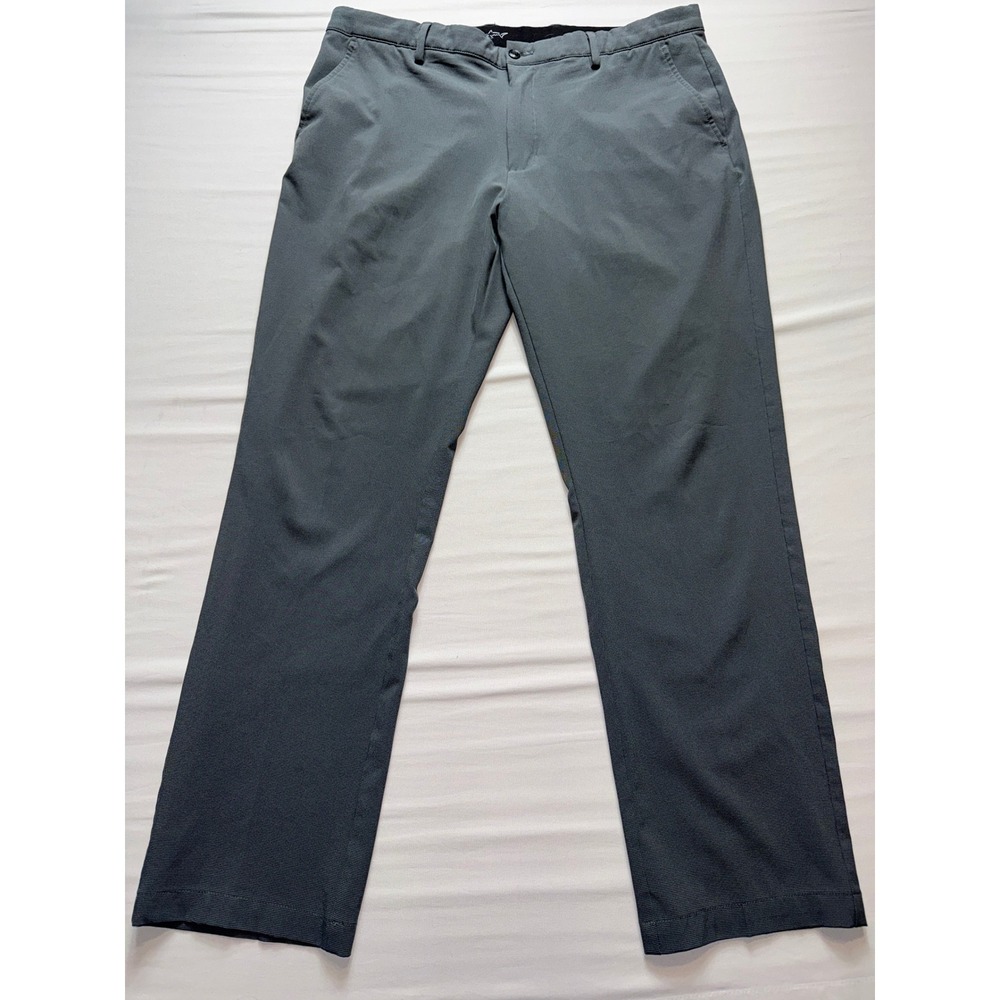 Greg Norman Mens Golf Pants 38x32 Gray Performance Stretch Shark Logo Flat Front